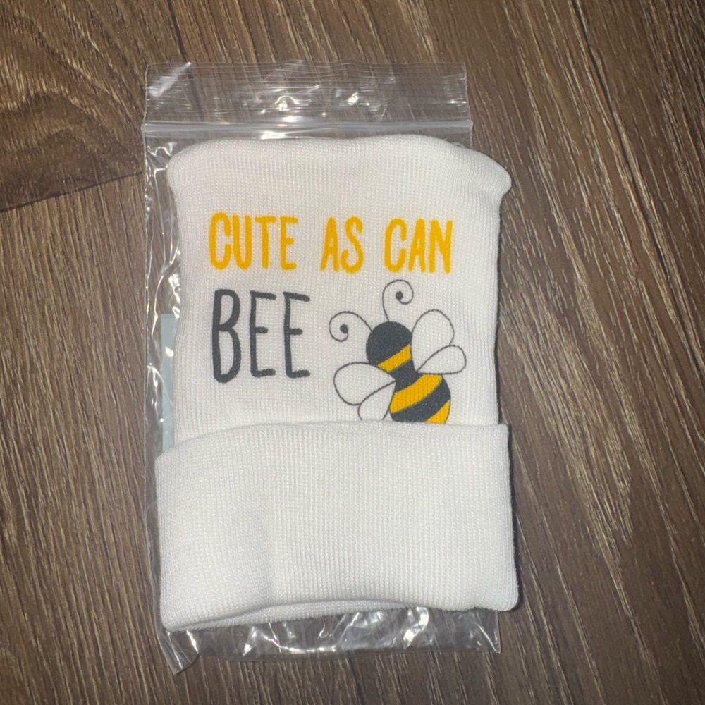 Newborn Baby Cute As Can Bee Hat Beanie